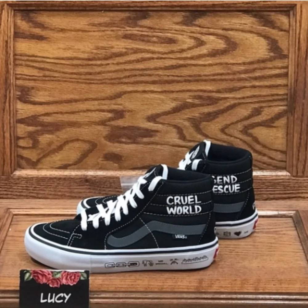 Vans Sk8-Hi Pro Cult Cruel World‎ Black White Mens 6.5